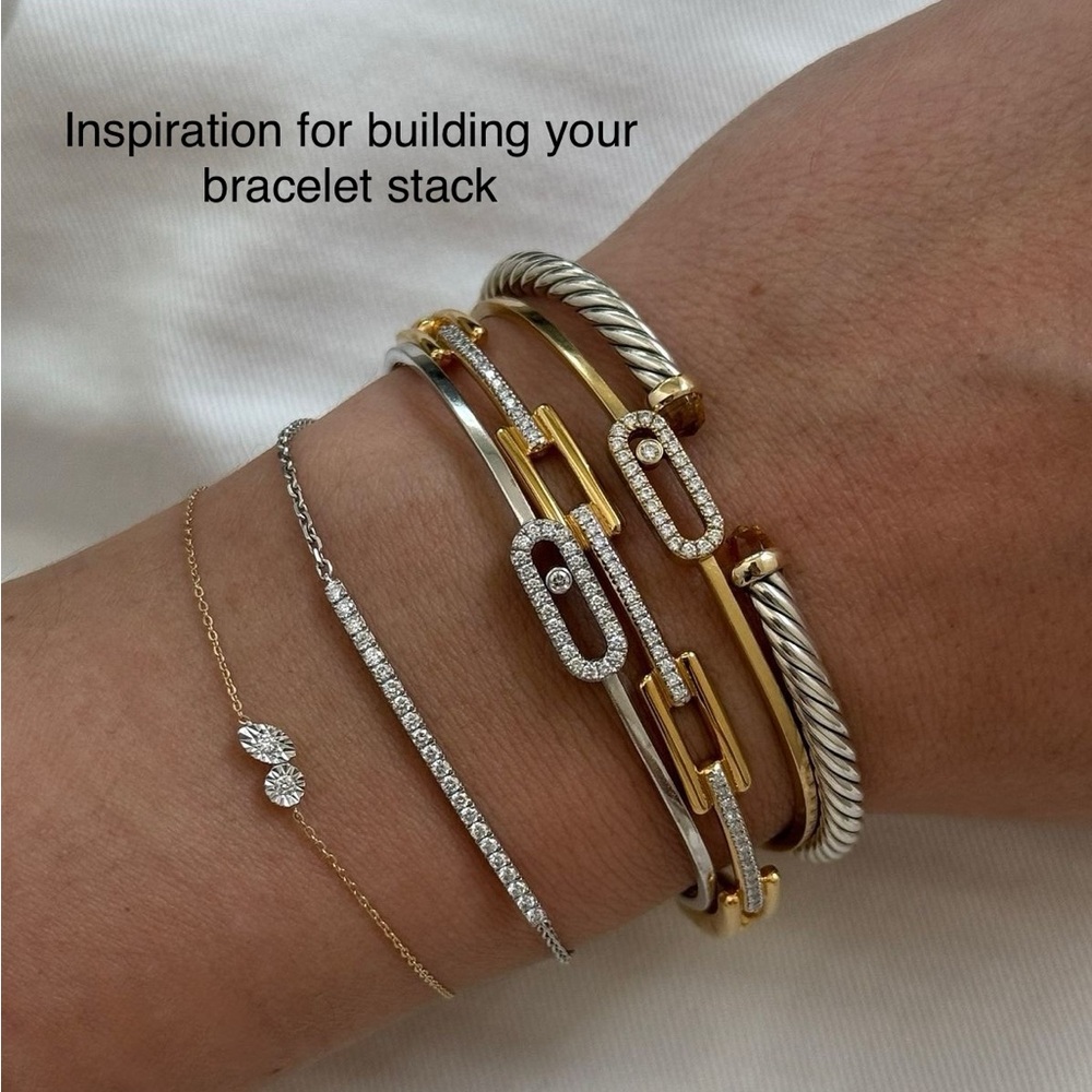 “Shay” Cable rope two-toned 18k Gold & Silver cuff - Picture 2 of 2